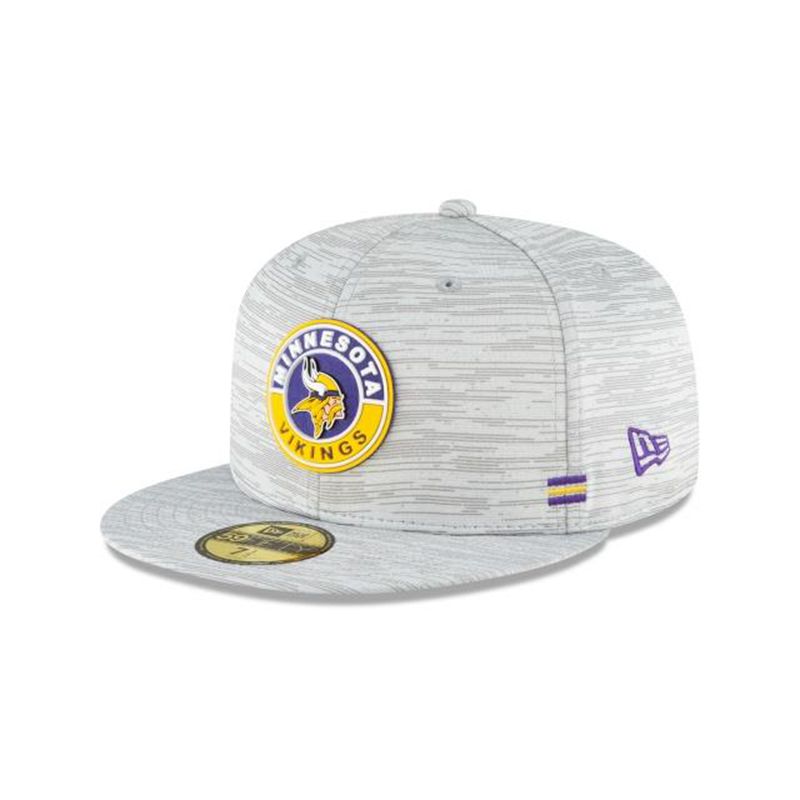 NFL Minnesota Vikings Official Fall Sideline 59Fifty Fitted (OXD3004) - Grey New Era Caps